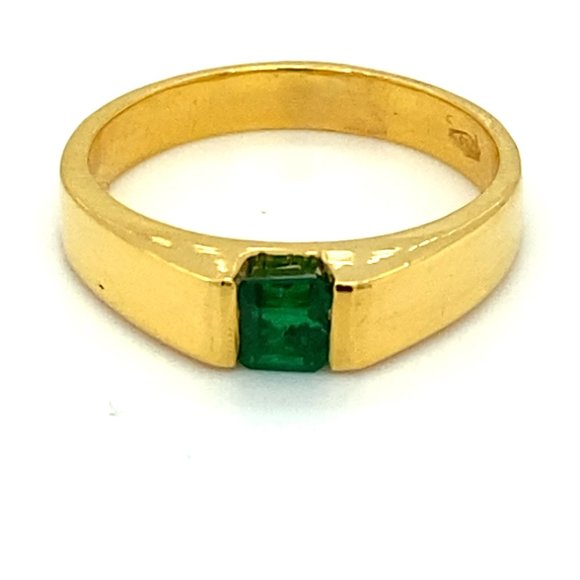 Columbian Emerald .55ct Solid 18K Yellow Gold Ring - Picture 1 of 7